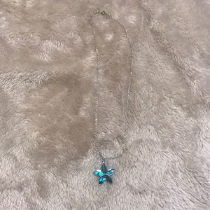 Silver abalone style necklace